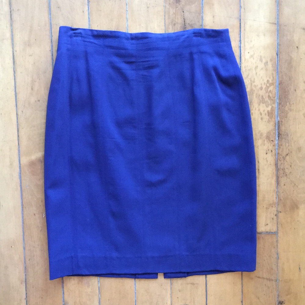 Vtg Escada by Margaretha Ley blue pencil skirt size 40
